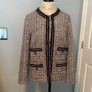 Talbots Black and Silver Metallic Tweed Blazer